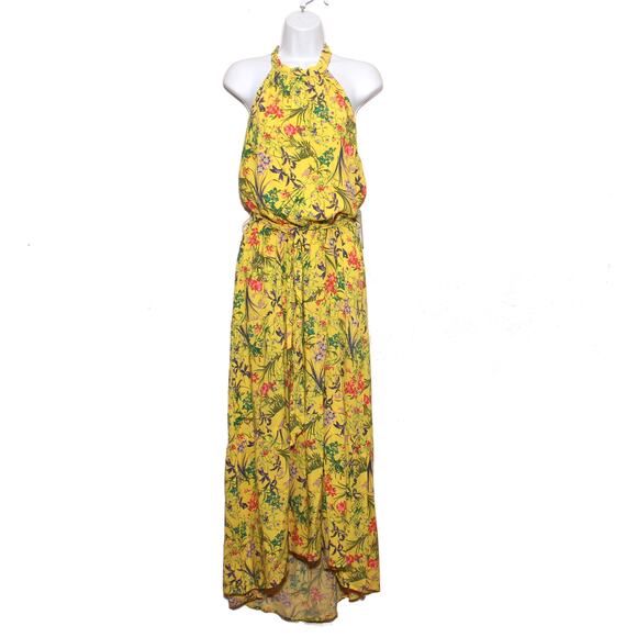 NEW NIne.Eight Floral High Low Tiered Halter Maxi Dress Size Large - Picture 1 of 9
